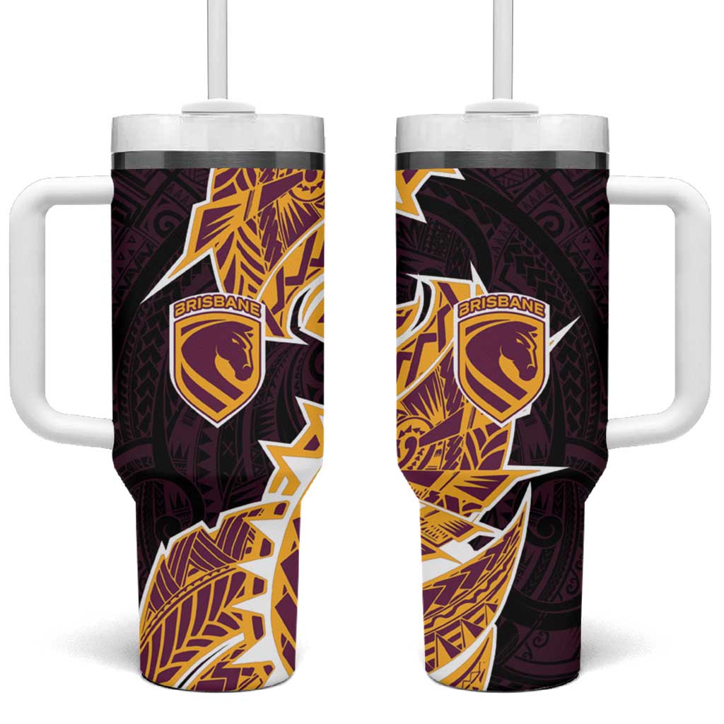 Brisbane Broncos Tumbler With Handle Polynesian Tribal Tattoo Pacific Sport Art