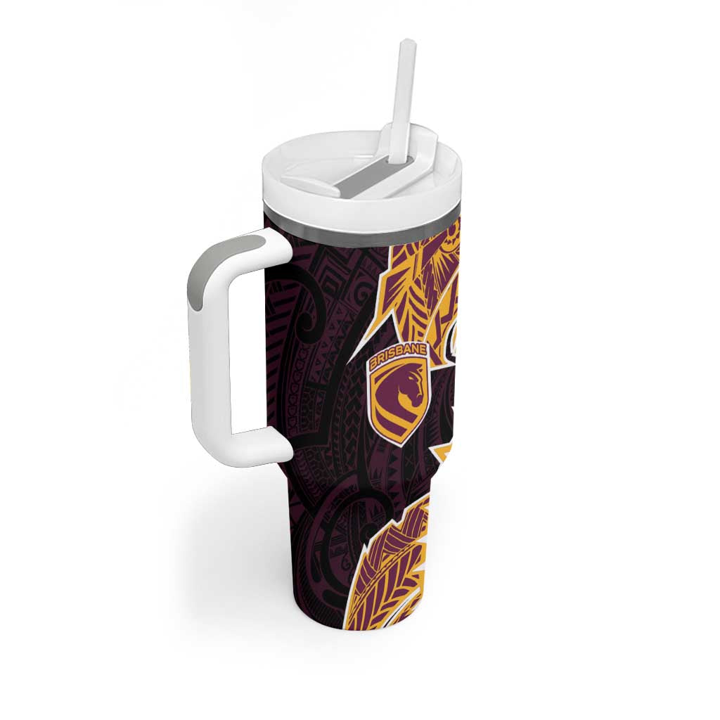 Brisbane Broncos Tumbler With Handle Polynesian Tribal Tattoo Pacific Sport Art