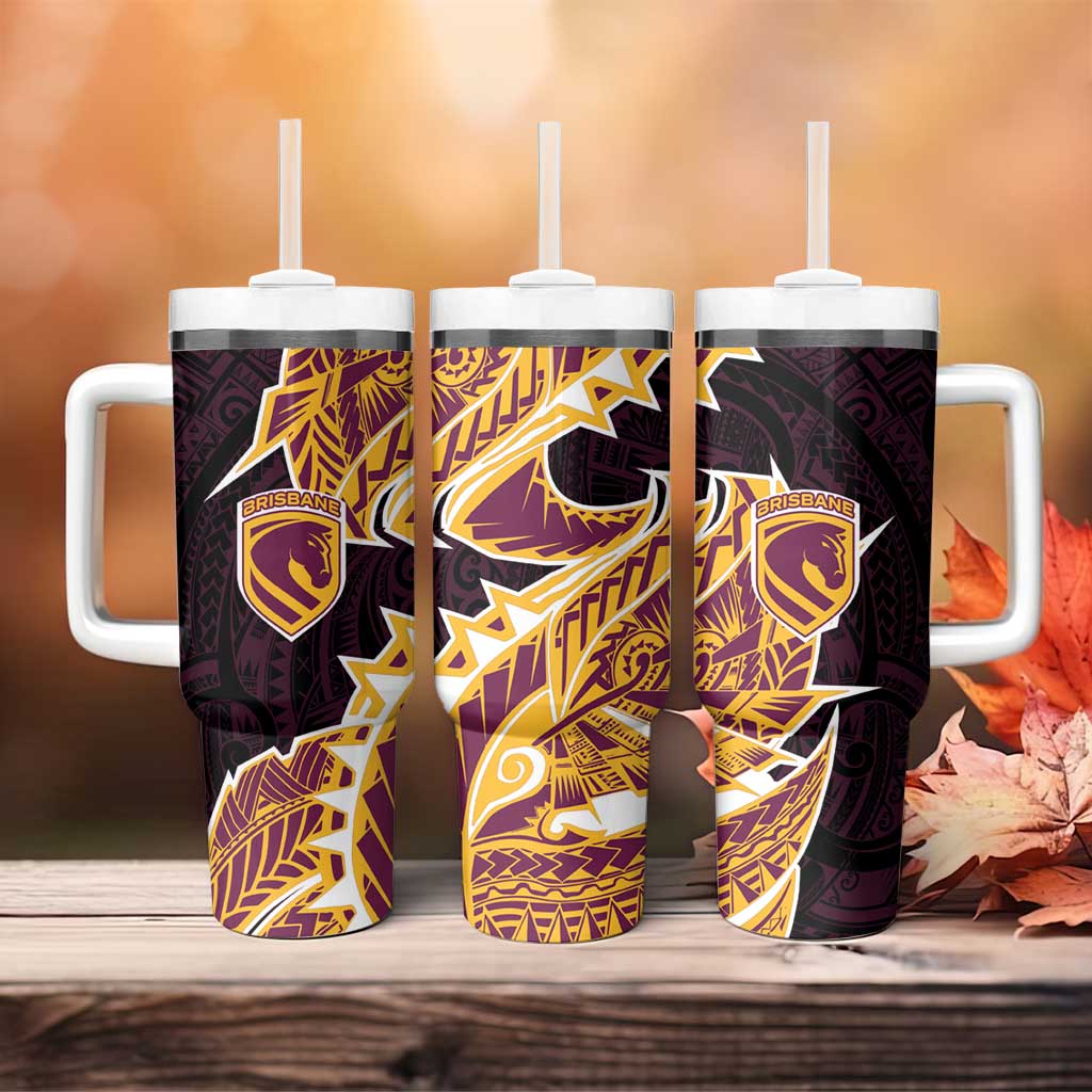 Brisbane Broncos Tumbler With Handle Polynesian Tribal Tattoo Pacific Sport Art