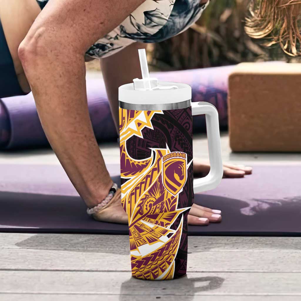 Brisbane Broncos Tumbler With Handle Polynesian Tribal Tattoo Pacific Sport Art