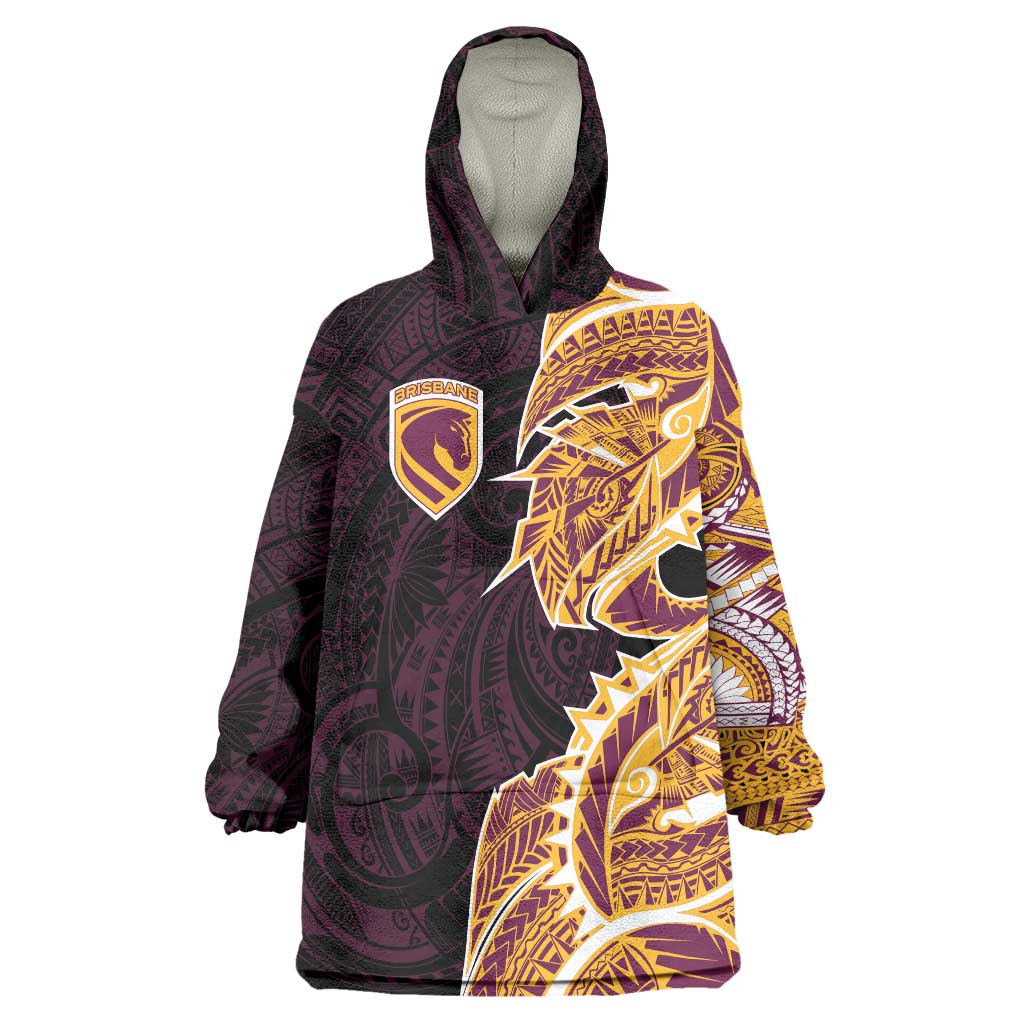 Brisbane Broncos Wearable Blanket Hoodie Polynesian Tribal Tattoo Pacific Sport Art