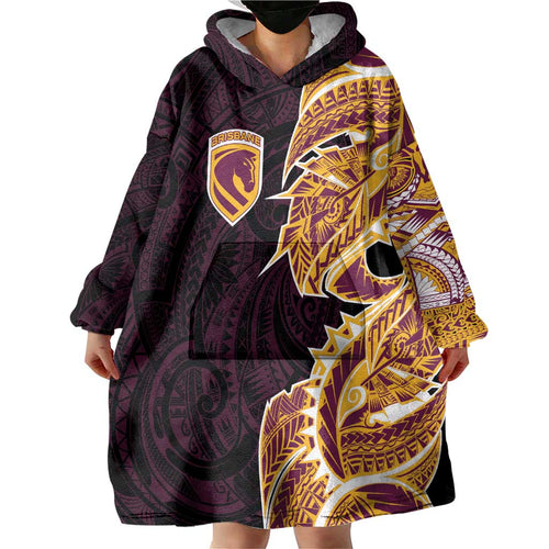 Brisbane Broncos Wearable Blanket Hoodie Polynesian Tribal Tattoo Pacific Sport Art