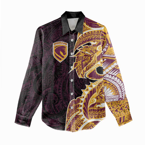 Brisbane Broncos Women Casual Shirt Polynesian Tribal Tattoo Pacific Sport Art