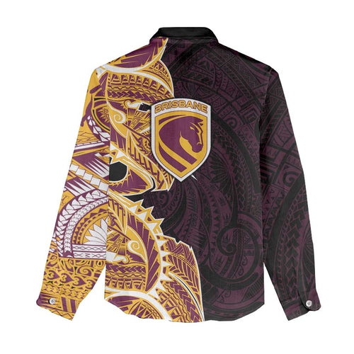 Brisbane Broncos Women Casual Shirt Polynesian Tribal Tattoo Pacific Sport Art
