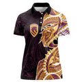 Brisbane Broncos Women Polo Shirt Polynesian Tribal Tattoo Pacific Sport Art