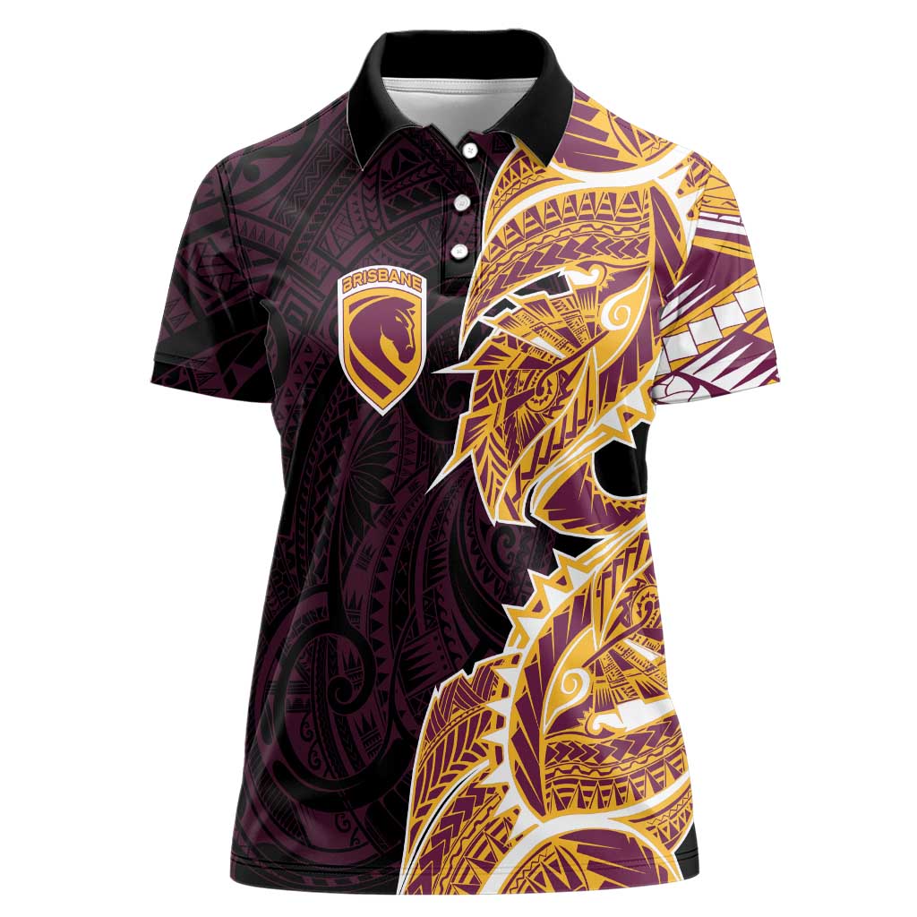 Brisbane Broncos Women Polo Shirt Polynesian Tribal Tattoo Pacific Sport Art