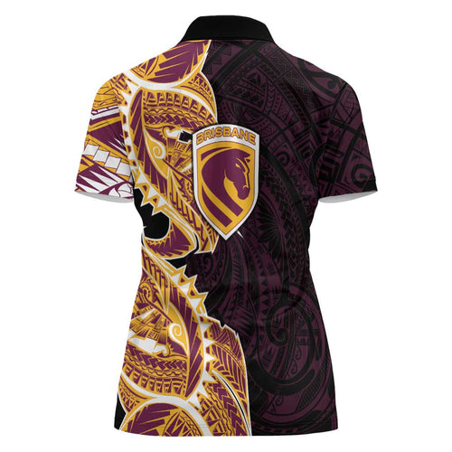 Brisbane Broncos Women Polo Shirt Polynesian Tribal Tattoo Pacific Sport Art