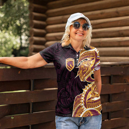 Brisbane Broncos Women Polo Shirt Polynesian Tribal Tattoo Pacific Sport Art