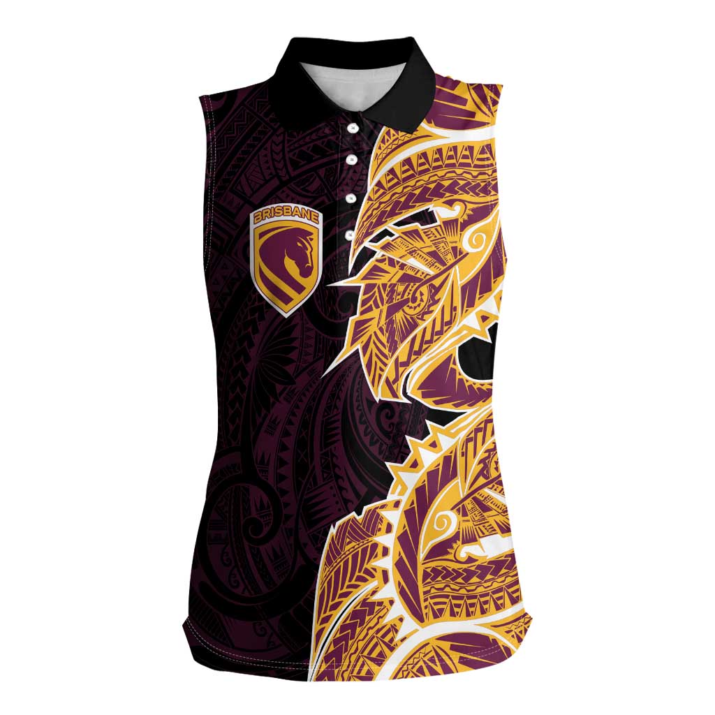 Brisbane Broncos Women Sleeveless Polo Shirt Polynesian Tribal Tattoo Pacific Sport Art