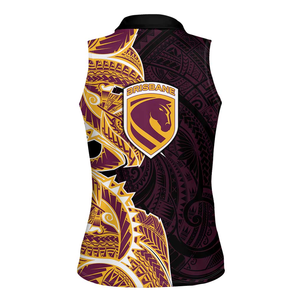 Brisbane Broncos Women Sleeveless Polo Shirt Polynesian Tribal Tattoo Pacific Sport Art
