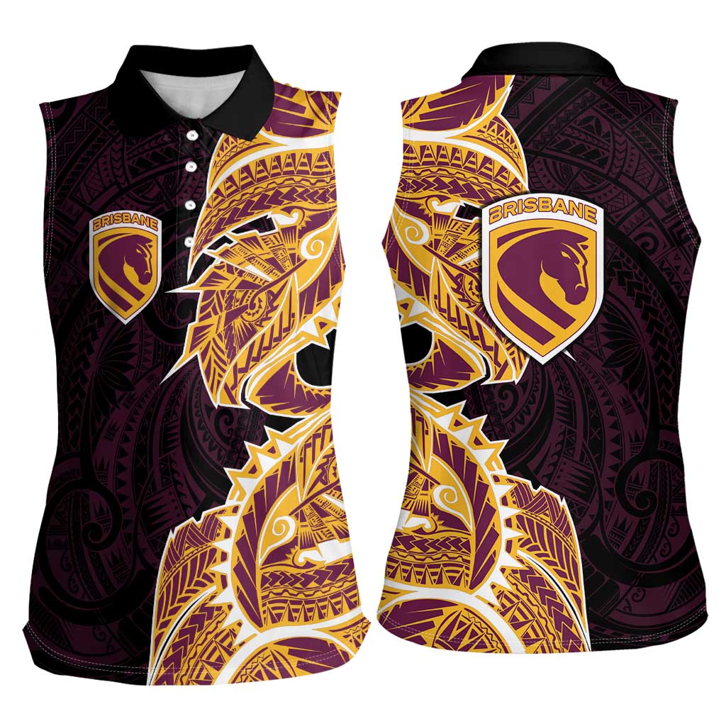 Brisbane Broncos Women Sleeveless Polo Shirt Polynesian Tribal Tattoo Pacific Sport Art