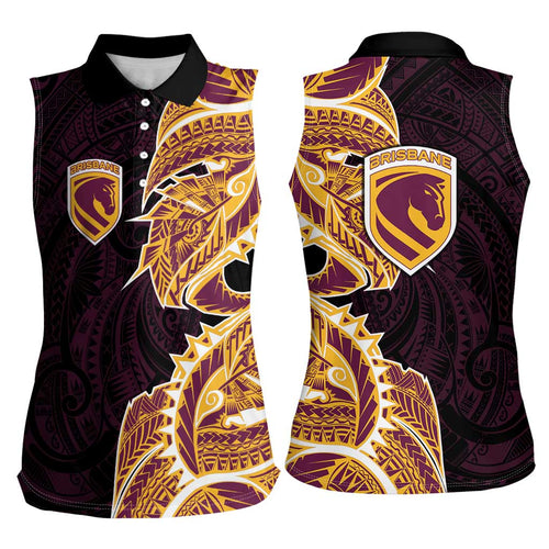 Brisbane Broncos Women Sleeveless Polo Shirt Polynesian Tribal Tattoo Pacific Sport Art