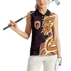 Brisbane Broncos Women Sleeveless Polo Shirt Polynesian Tribal Tattoo Pacific Sport Art