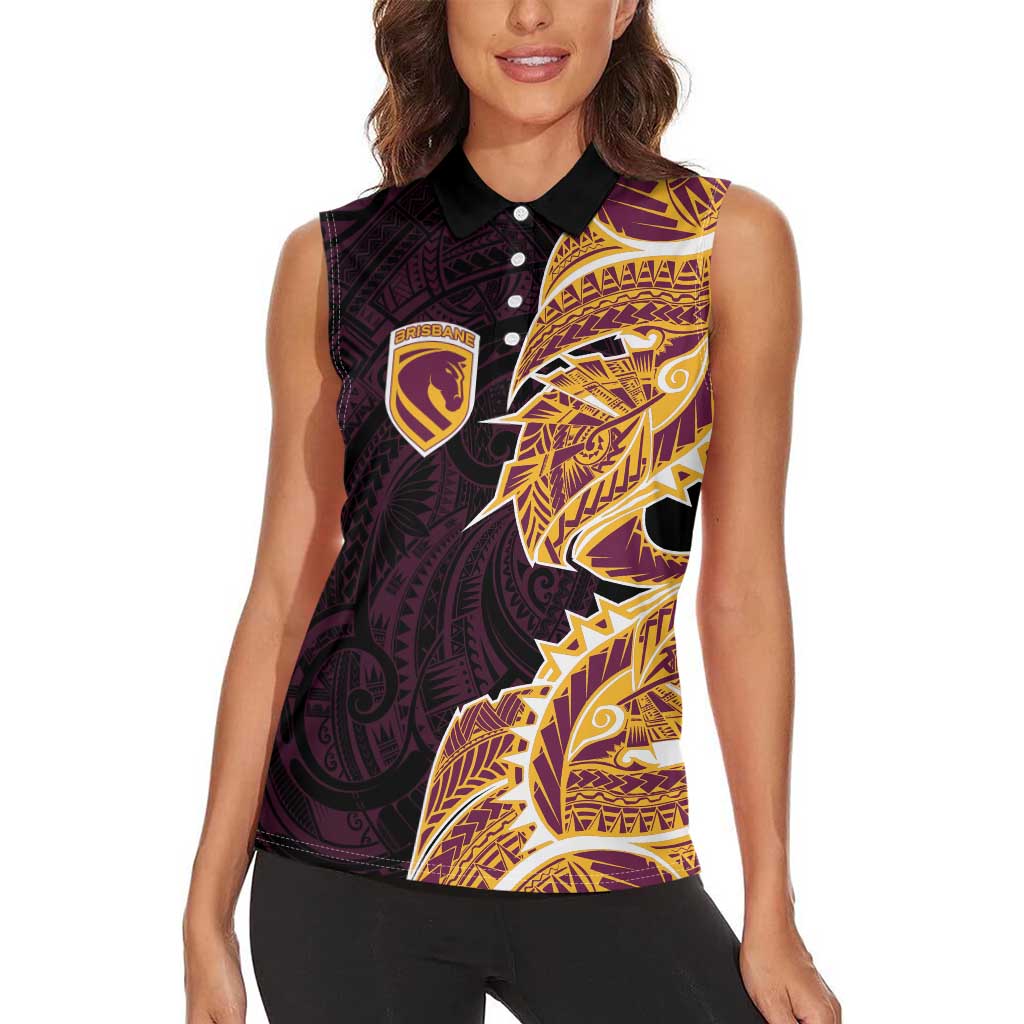 Brisbane Broncos Women Sleeveless Polo Shirt Polynesian Tribal Tattoo Pacific Sport Art
