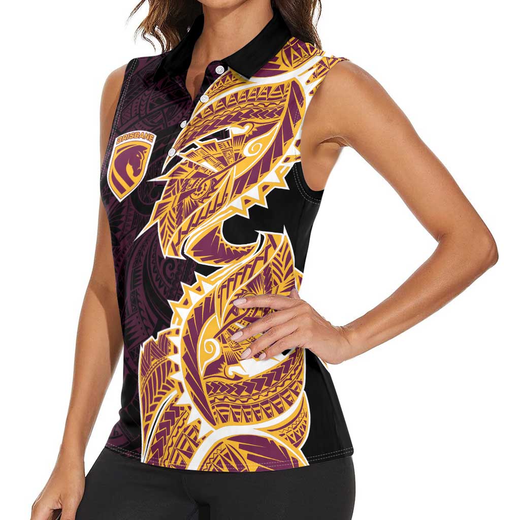 Brisbane Broncos Women Sleeveless Polo Shirt Polynesian Tribal Tattoo Pacific Sport Art