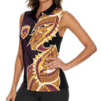 Brisbane Broncos Women Sleeveless Polo Shirt Polynesian Tribal Tattoo Pacific Sport Art