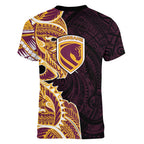 Brisbane Broncos Women V-Neck T-Shirt Polynesian Tribal Tattoo Pacific Sport Art