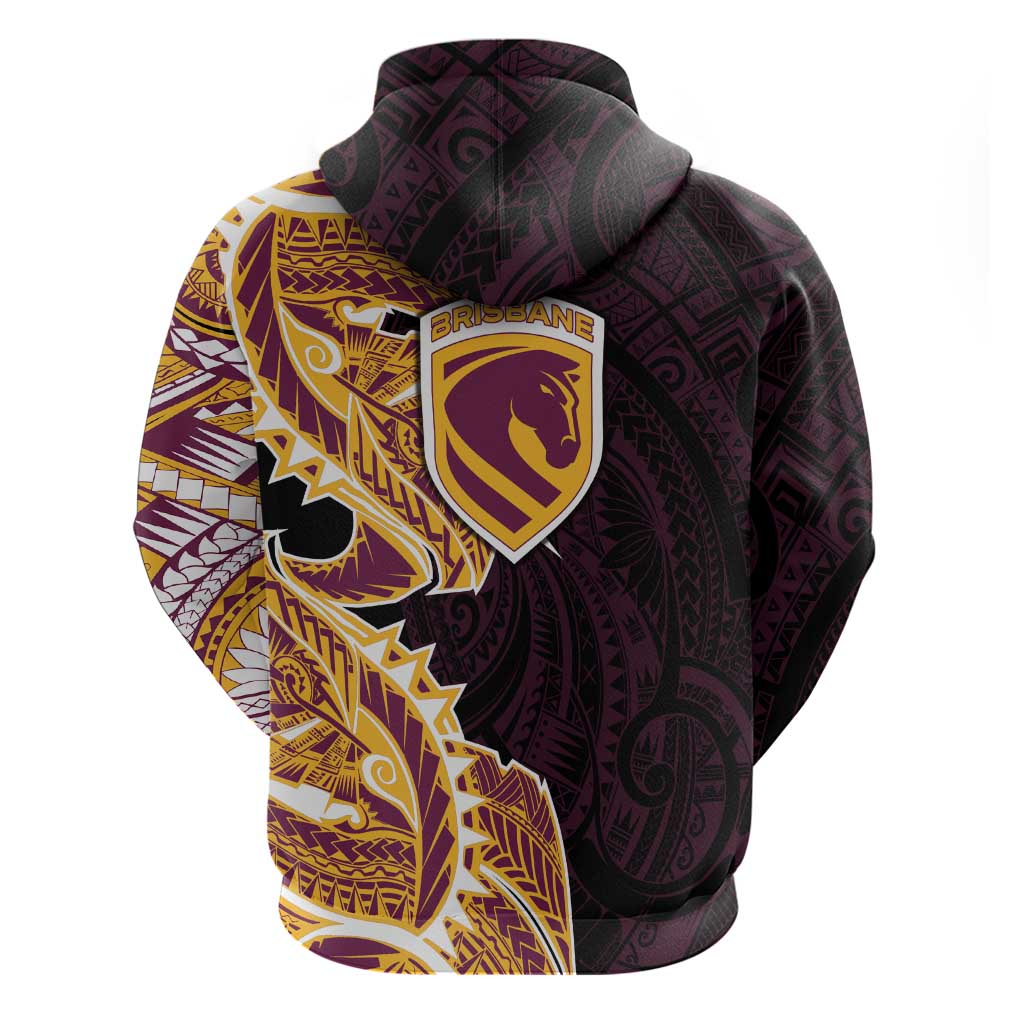 Brisbane Broncos Zip Hoodie Polynesian Tribal Tattoo Pacific Sport Art