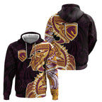 Brisbane Broncos Zip Hoodie Polynesian Tribal Tattoo Pacific Sport Art