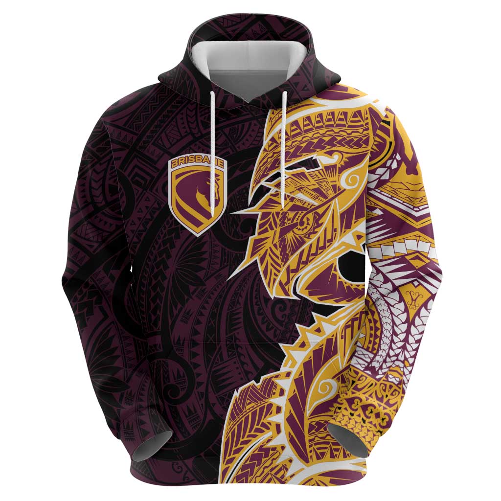 Brisbane Broncos Zip Hoodie Polynesian Tribal Tattoo Pacific Sport Art