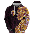 Brisbane Broncos Zip Hoodie Polynesian Tribal Tattoo Pacific Sport Art