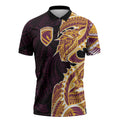 Brisbane Broncos Zipper Polo Shirt Polynesian Tribal Tattoo Pacific Sport Art