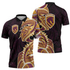 Brisbane Broncos Zipper Polo Shirt Polynesian Tribal Tattoo Pacific Sport Art