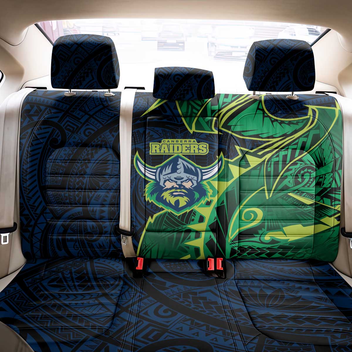 Canberra Raiders Back Car Seat Cover Polynesian Tribal Tattoo Pacific Sport Art