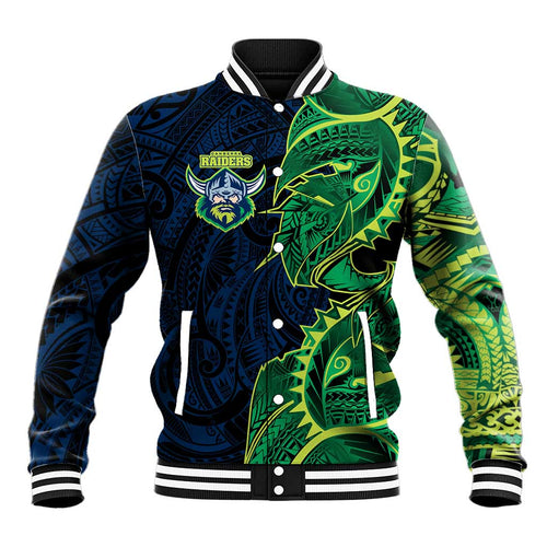 Canberra Raiders Baseball Jacket Polynesian Tribal Tattoo Pacific Sport Art