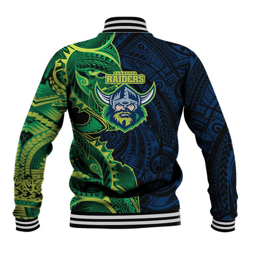 Canberra Raiders Baseball Jacket Polynesian Tribal Tattoo Pacific Sport Art