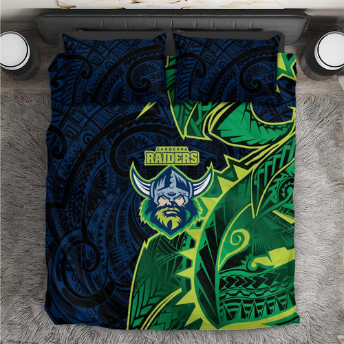 Canberra Raiders Bedding Set Polynesian Tribal Tattoo Pacific Sport Art