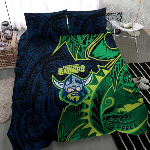 Canberra Raiders Bedding Set Polynesian Tribal Tattoo Pacific Sport Art