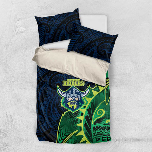 Canberra Raiders Bedding Set Polynesian Tribal Tattoo Pacific Sport Art