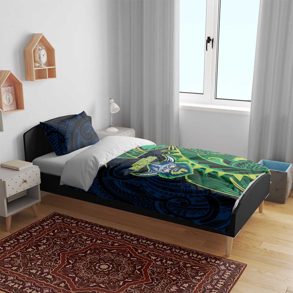 Canberra Raiders Bedding Set Polynesian Tribal Tattoo Pacific Sport Art