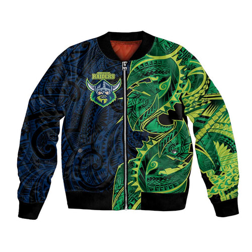 Canberra Raiders Bomber Jacket Polynesian Tribal Tattoo Pacific Sport Art