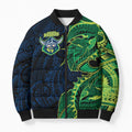 Canberra Raiders Bomber Puffer Jacket Polynesian Tribal Tattoo Pacific Sport Art