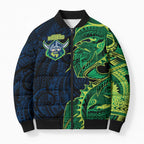 Canberra Raiders Bomber Puffer Jacket Polynesian Tribal Tattoo Pacific Sport Art