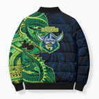 Canberra Raiders Bomber Puffer Jacket Polynesian Tribal Tattoo Pacific Sport Art