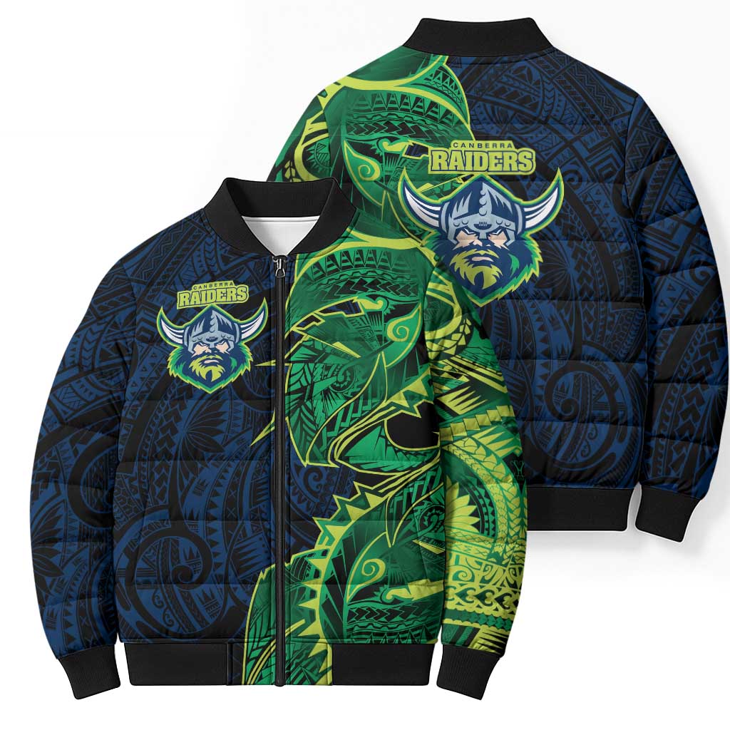 Canberra Raiders Bomber Puffer Jacket Polynesian Tribal Tattoo Pacific Sport Art