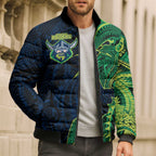Canberra Raiders Bomber Puffer Jacket Polynesian Tribal Tattoo Pacific Sport Art