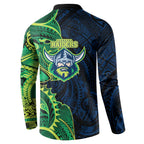 Canberra Raiders Button Sweatshirt Polynesian Tribal Tattoo Pacific Sport Art