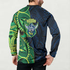 Canberra Raiders Button Sweatshirt Polynesian Tribal Tattoo Pacific Sport Art