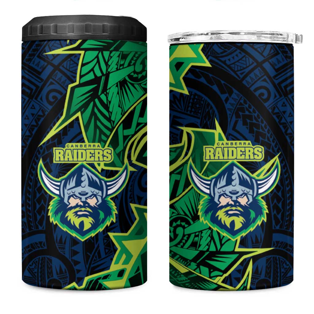 Canberra Raiders 4 in 1 Can Cooler Tumbler Polynesian Tribal Tattoo Pacific Sport Art