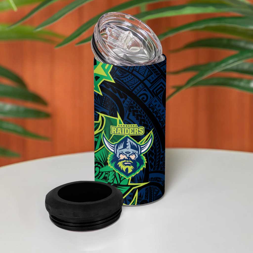 Canberra Raiders 4 in 1 Can Cooler Tumbler Polynesian Tribal Tattoo Pacific Sport Art