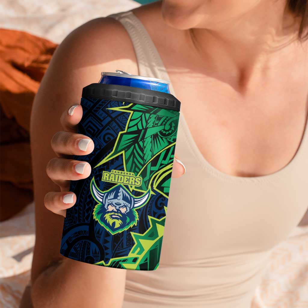 Canberra Raiders 4 in 1 Can Cooler Tumbler Polynesian Tribal Tattoo Pacific Sport Art