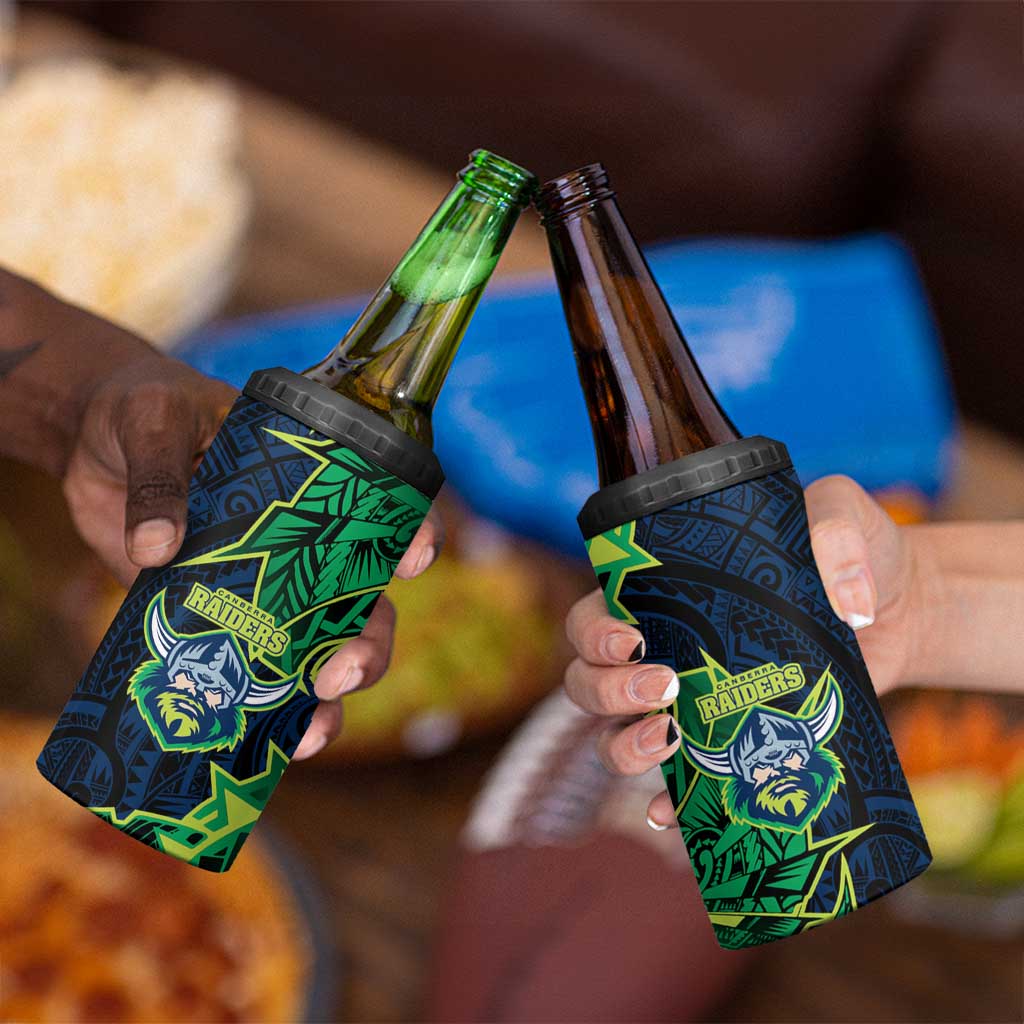 Canberra Raiders 4 in 1 Can Cooler Tumbler Polynesian Tribal Tattoo Pacific Sport Art