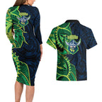 Canberra Raiders Couples Matching Long Sleeve Bodycon Dress and Hawaiian Shirt Polynesian Tribal Tattoo Pacific Sport Art