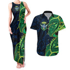 Canberra Raiders Couples Matching Tank Maxi Dress and Hawaiian Shirt Polynesian Tribal Tattoo Pacific Sport Art