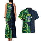 Canberra Raiders Couples Matching Tank Maxi Dress and Hawaiian Shirt Polynesian Tribal Tattoo Pacific Sport Art