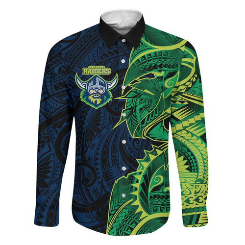 Canberra Raiders Family Matching Mermaid Dress and Hawaiian Shirt Polynesian Tribal Tattoo Pacific Sport Art